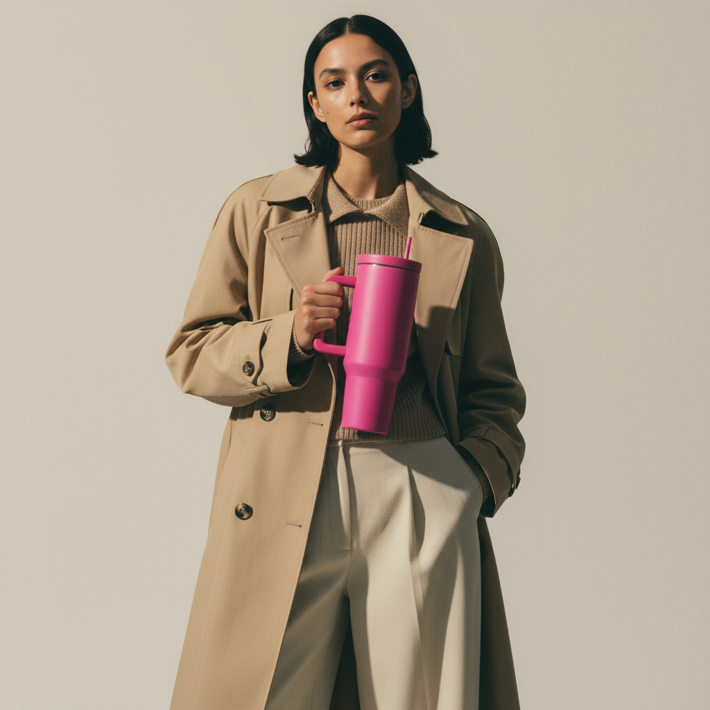 Monocolor Cold Cup Tumbler 40 Oz Handle Travel Mug