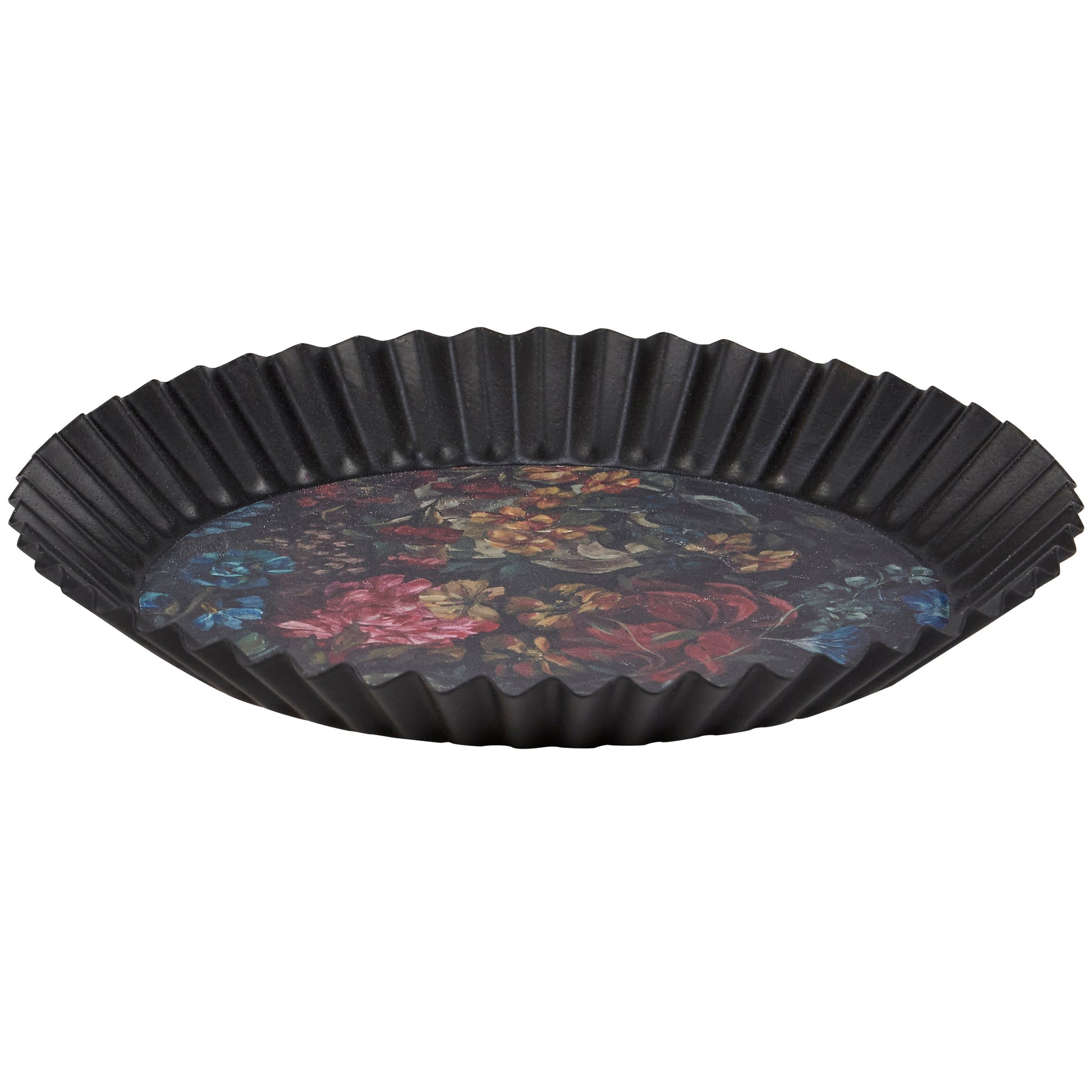 Moody Floral Metal Vanity Tray | Decorative Serving Trinket Tray | 6" x 1"