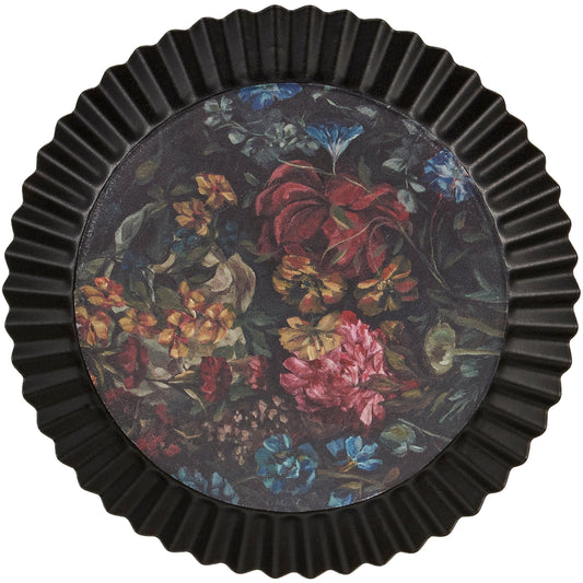 Moody Floral Metal Vanity Tray | Decorative Serving Trinket Tray | 6" x 1"