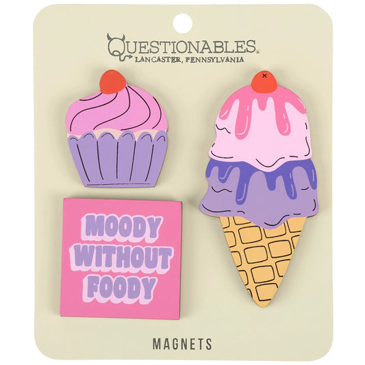 Moody Without Foody Magnet Set of 3 | Funny Food Wooden Magnets