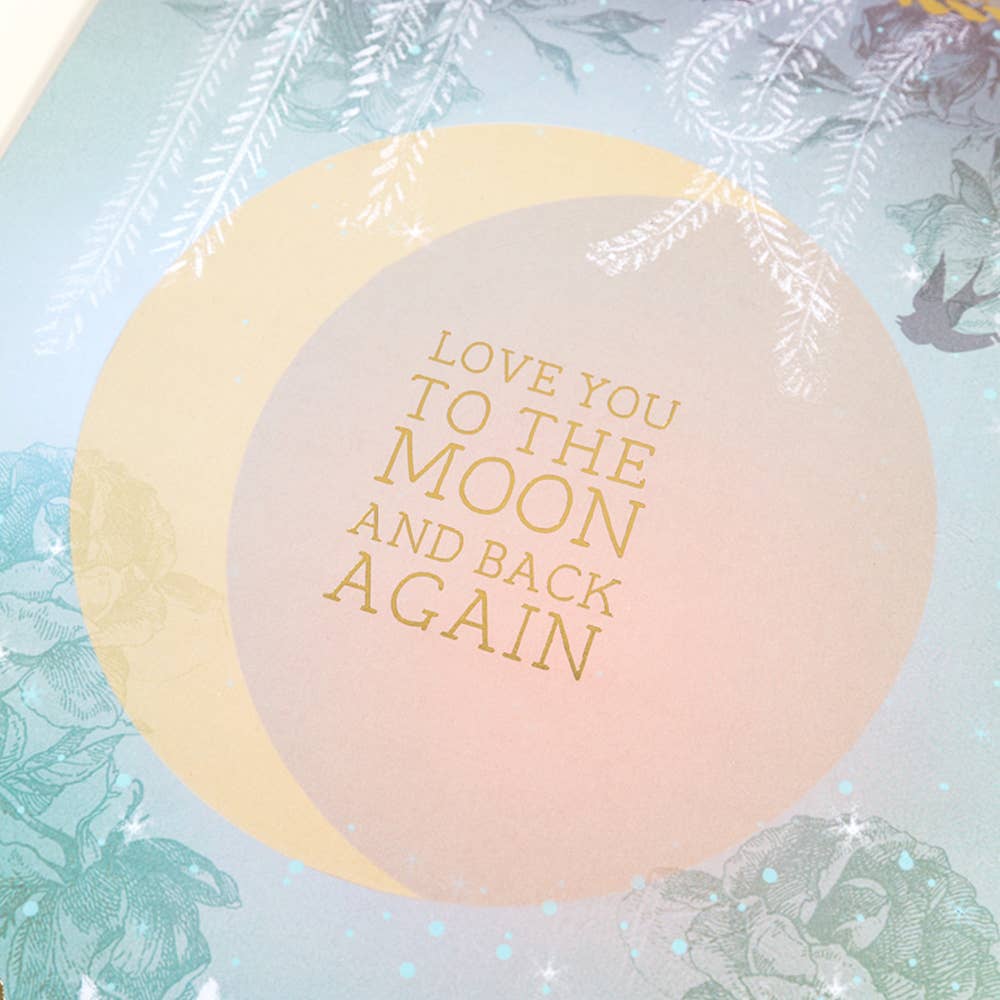 Moon And Back 11" x 14" Art Print | Pre-Hung with Silk Ribbon for Easy Hanging | Gift for Her