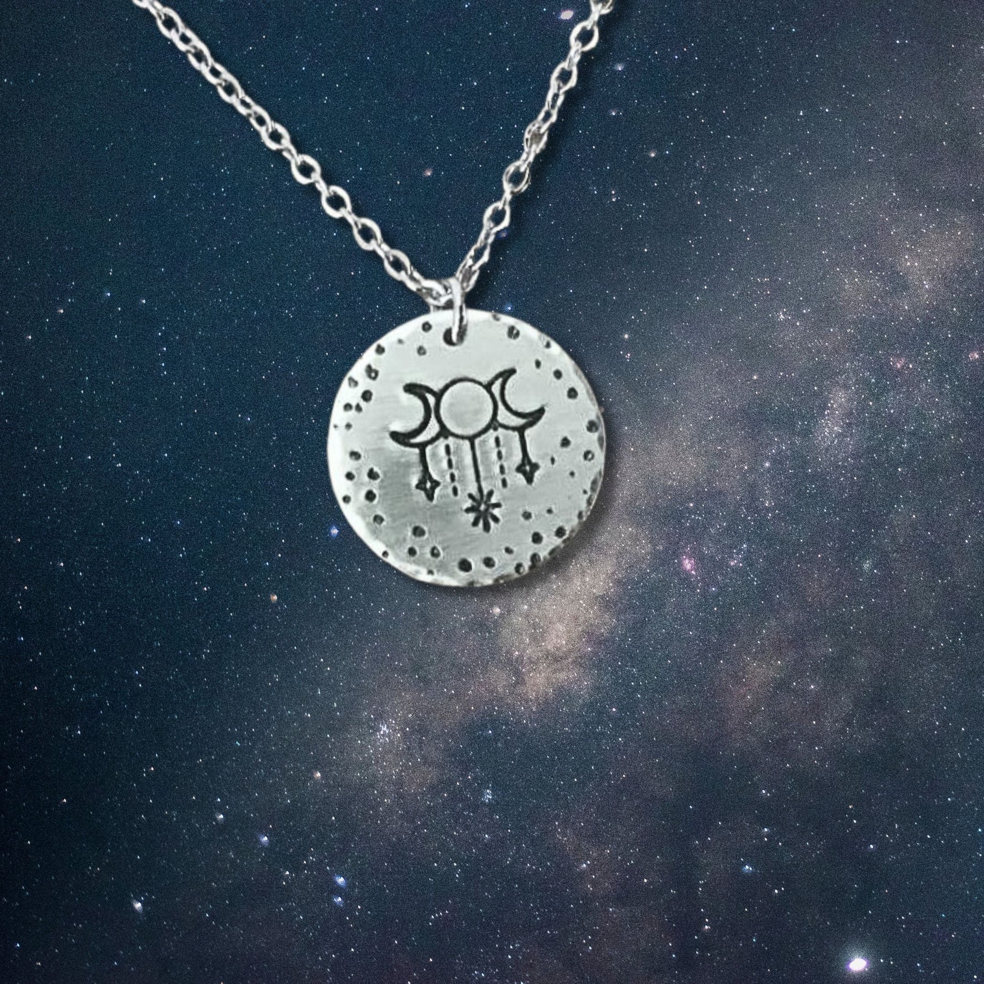 Moon Phase Handmade Celestial Circular Pendant