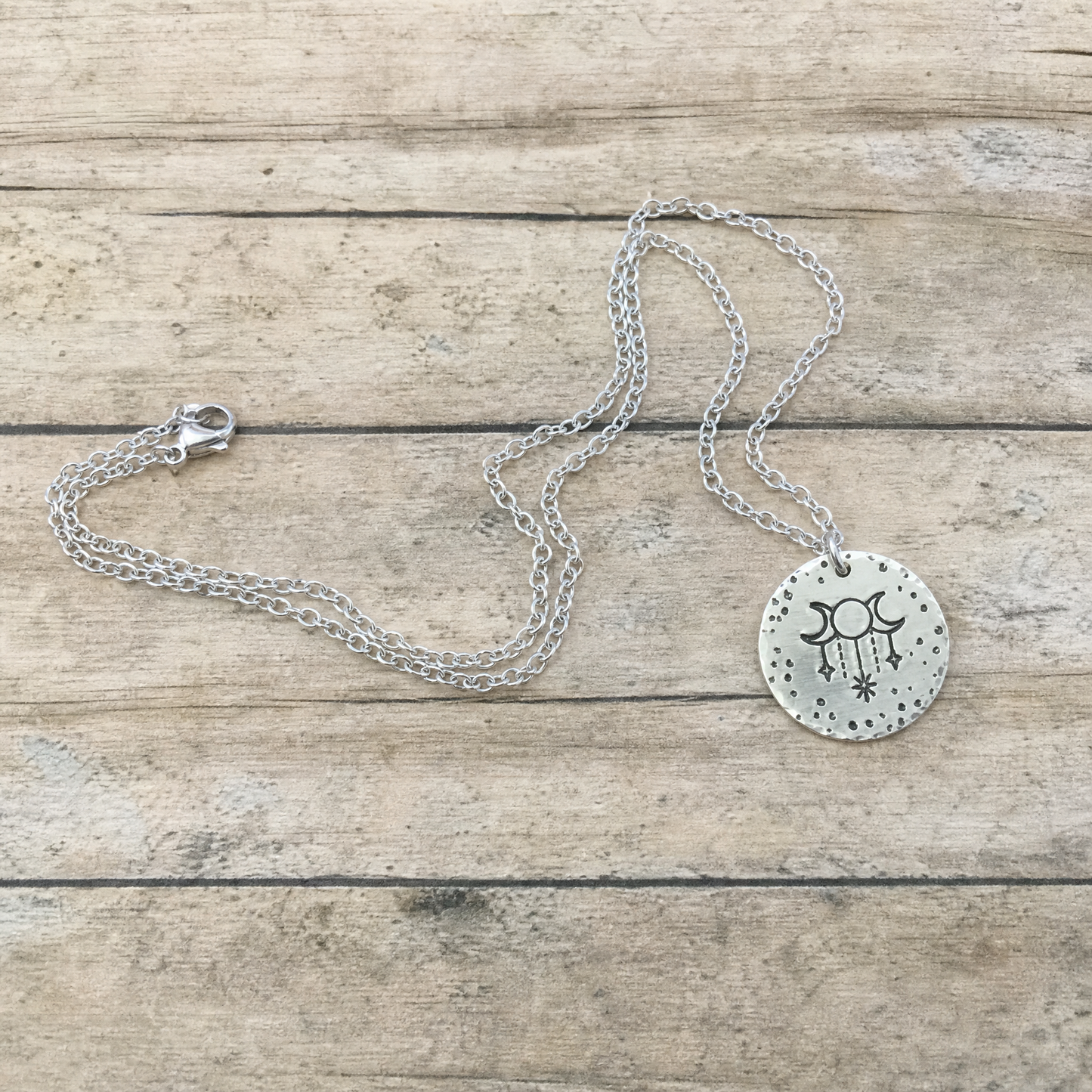 Moon Phase Handmade Celestial Circular Pendant