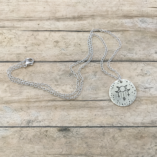 Moon Phase Handmade Celestial Circular Pendant