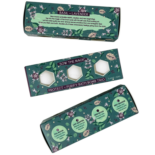 Moon Phase Protect + Purify Bath Bomb Trio | Basil + Lavender-Sow the Magic-The Bullish Store