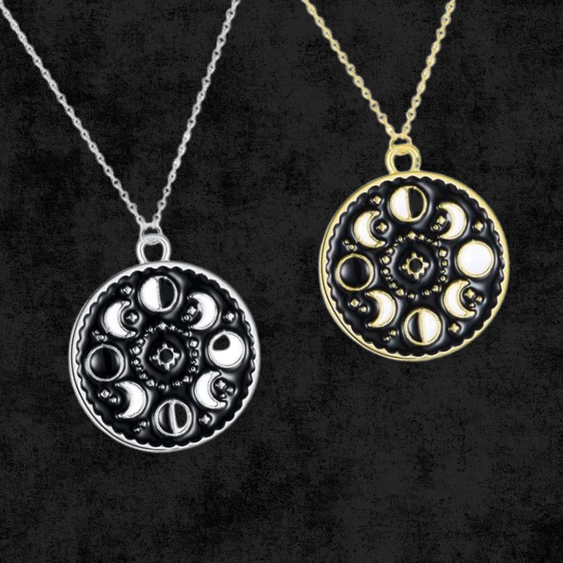 Moon Phases Pendant Necklace Celestial Jewelry in Silver or Gold