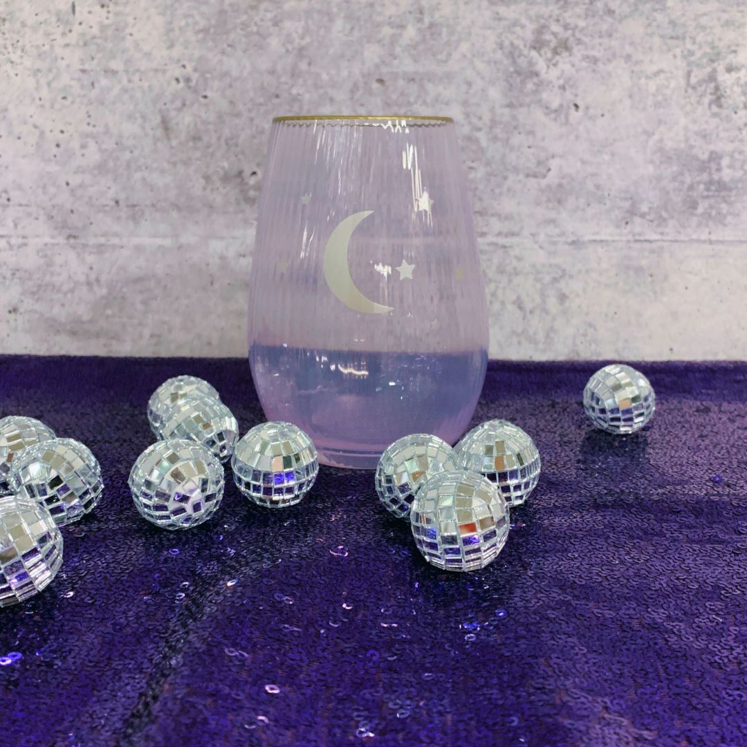 Moon and Stars Beveled Stemless Wine Glass | 19 Oz.