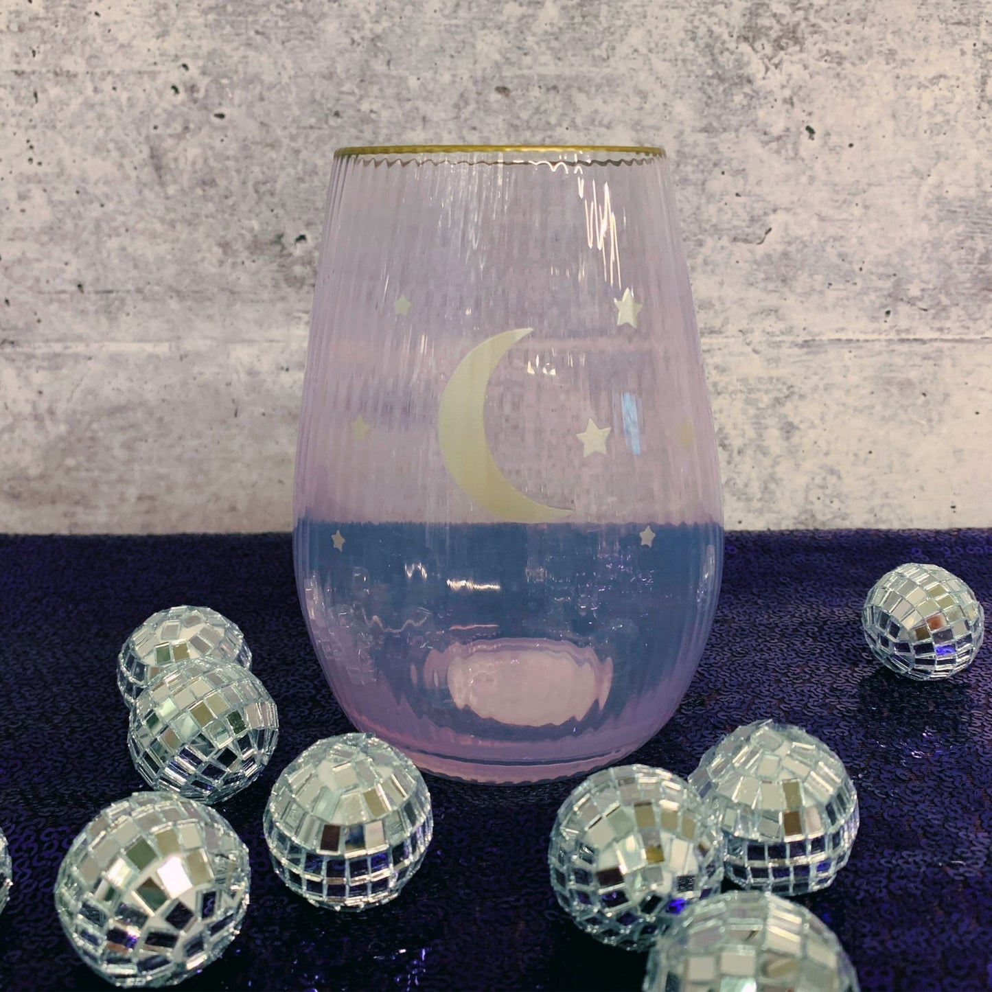 Moon and Stars Beveled Stemless Wine Glass | 19 Oz.