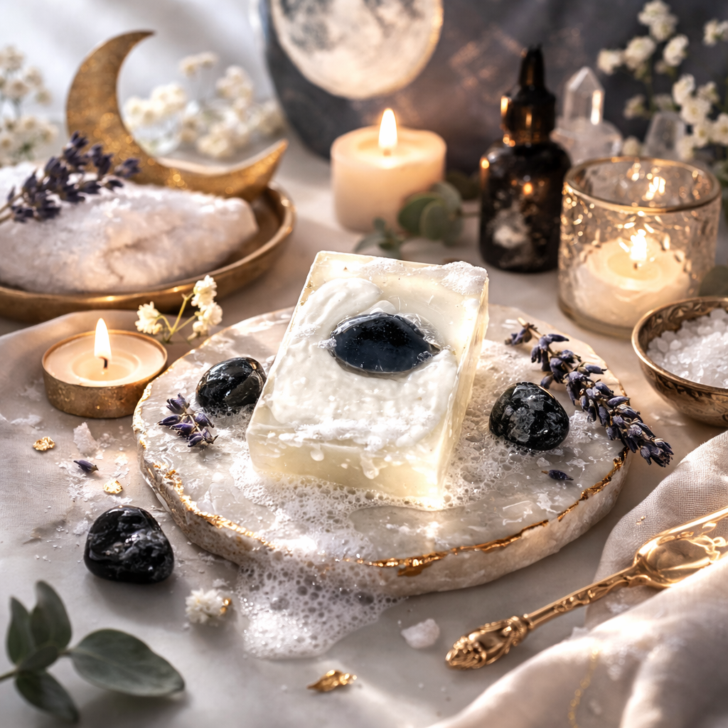 Moonlight Golden Honey Gemstone Bar Soap with Obsidian-Sow the Magic-The Bullish Store