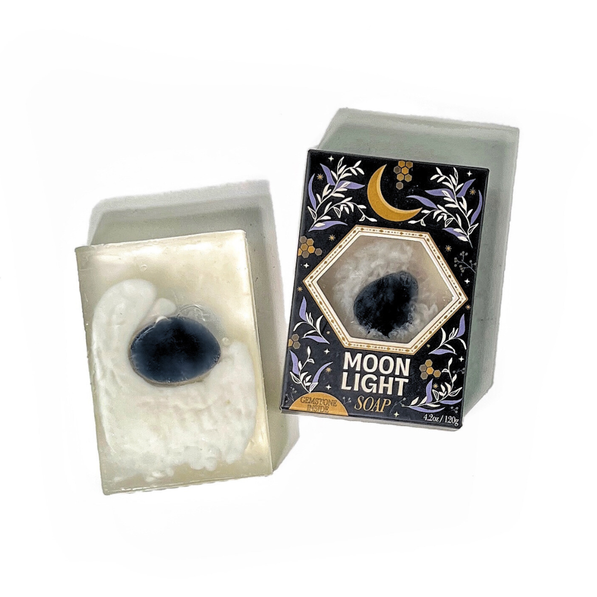 Moonlight Golden Honey Gemstone Bar Soap with Obsidian-Sow the Magic-The Bullish Store
