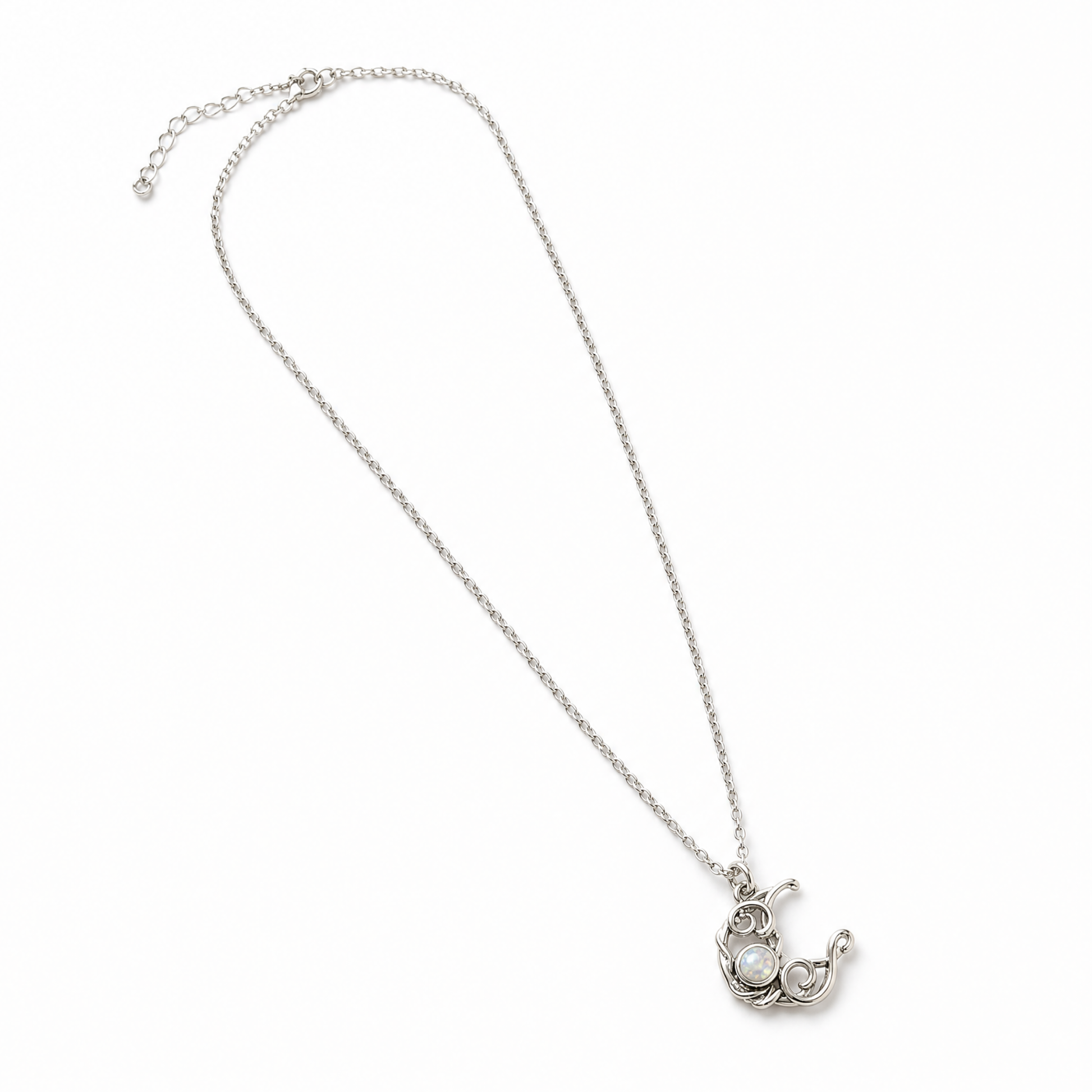 Moonstone Moon Necklace in Silver | Crescent Moon Pendant | 18" + 2" Extender