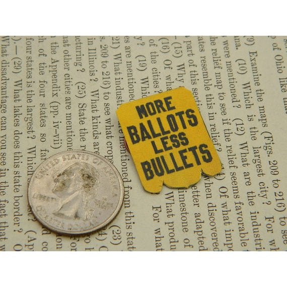 More Ballots Less Bullets Feminist Handmade Metal Lapel Pin