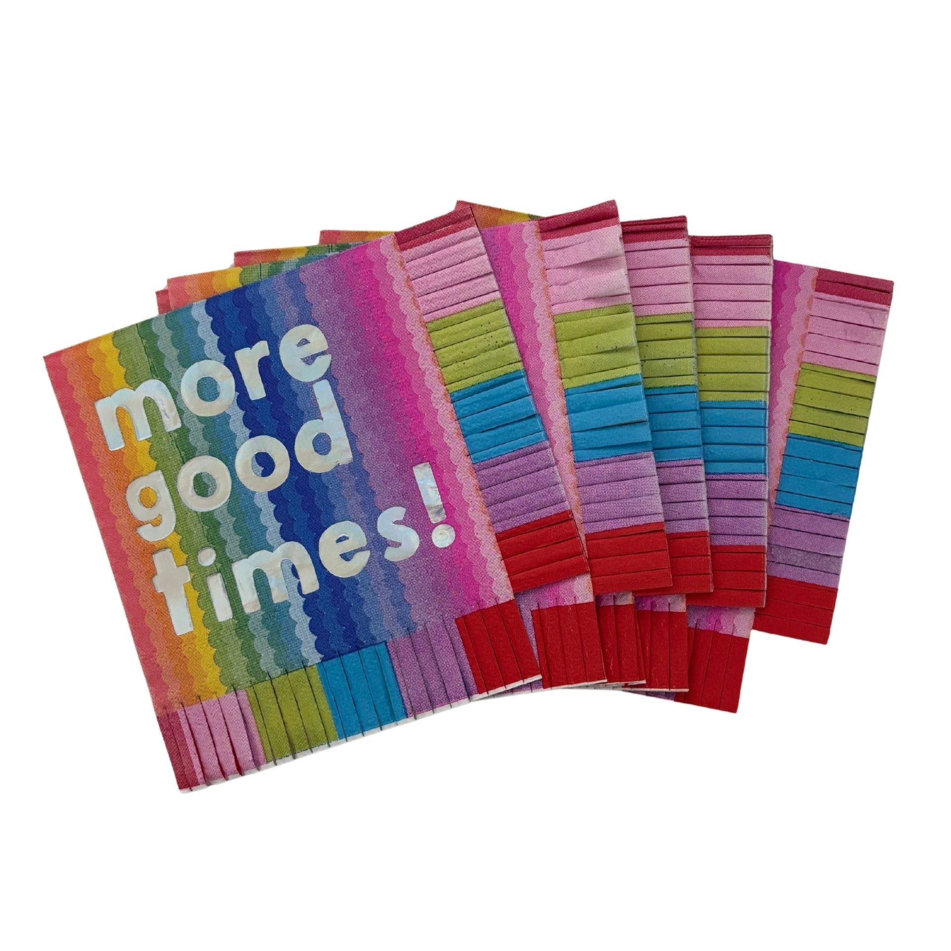 More Good Times Fringe Beverage Napkins | Party Cocktail Napkin | 5" Square