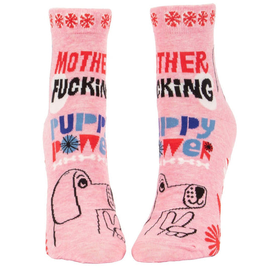 Mother Fucking Puppy Power Women's Ankle Socks | BlueQ at GetBullish