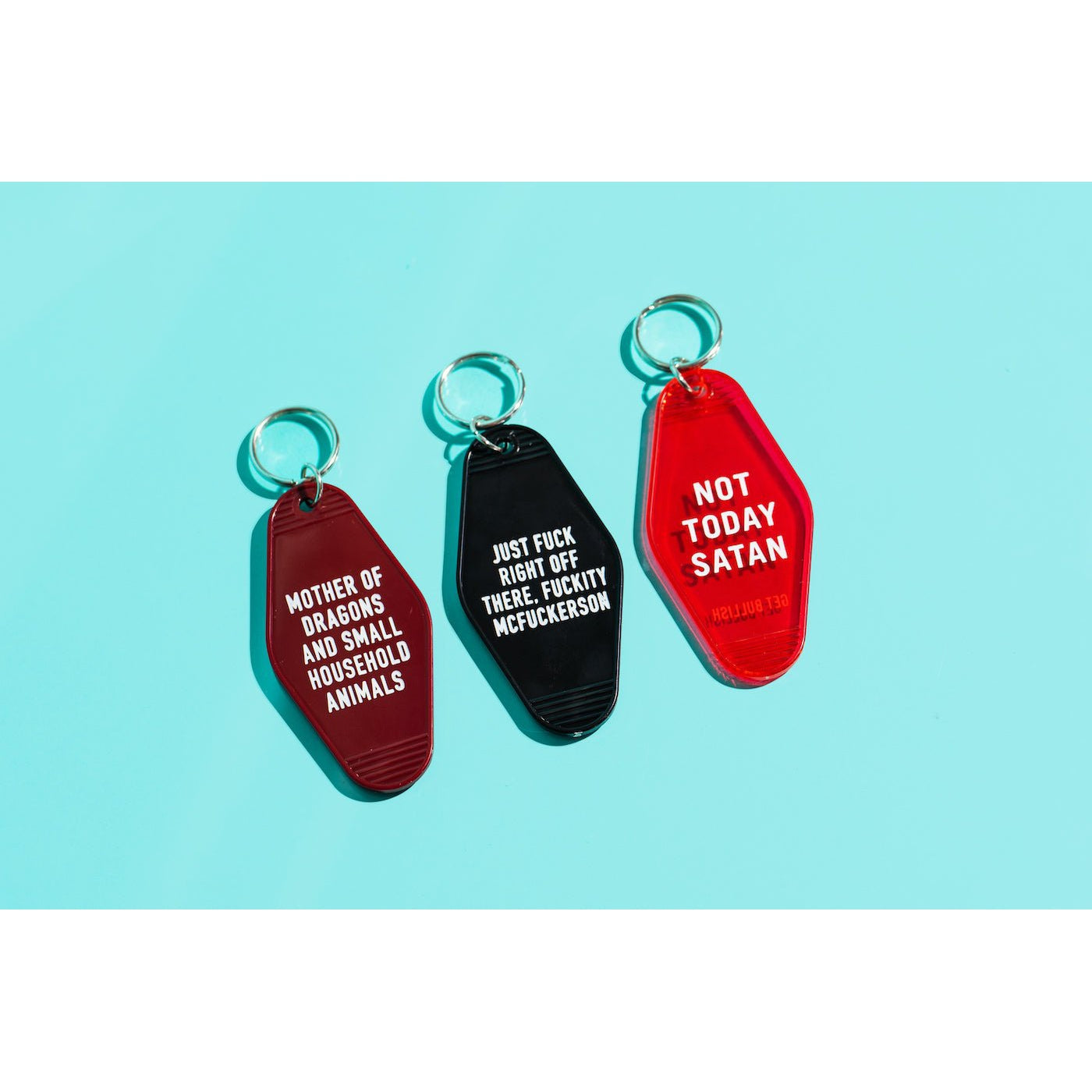 Mother of Dragons and Small Household Animals Motel Style Keychain in Dark Red