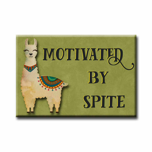 Motivated By Spite Magnet | Cute Alpaca Rectangular Refrigerator Magnet
