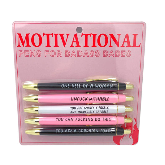 Motivational Pens For Badass Babes | 5 Funny Pens Packaged for Gifting