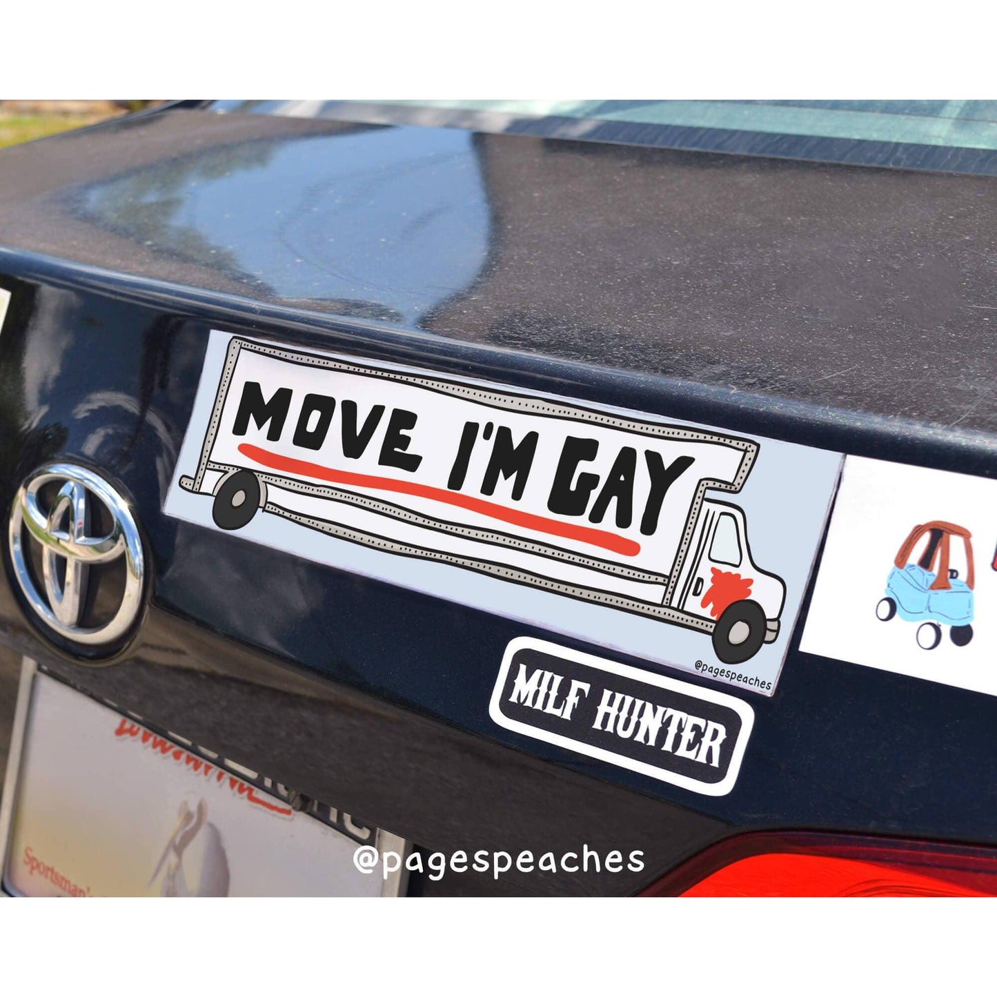Move I’m Gay Bumper Sticker | Funny LGBTQ Pride Car Decal | 3'' x 11.5''