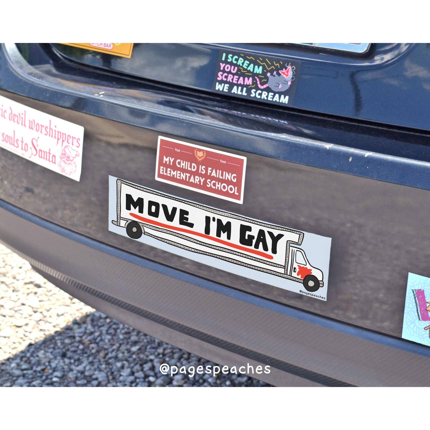Move I’m Gay Bumper Sticker | Funny LGBTQ Pride Car Decal | 3'' x 11.5''