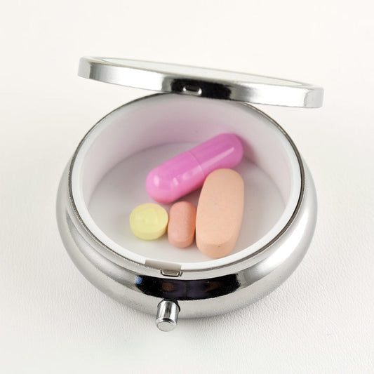 Mini Pill-Shaped Pill Box  Itty-Bitty Aluminum Tin Container for