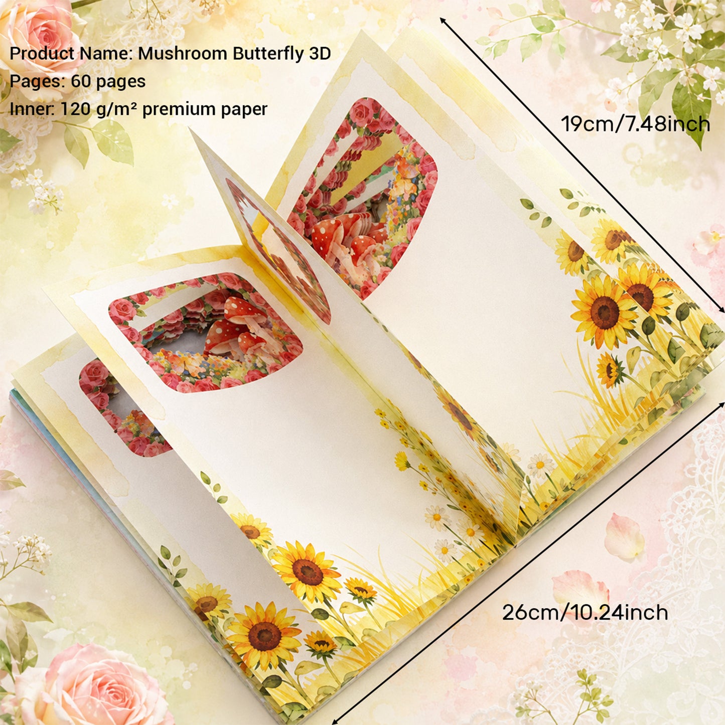 Mushroom Butterfly 3D Journal | 60 Pages