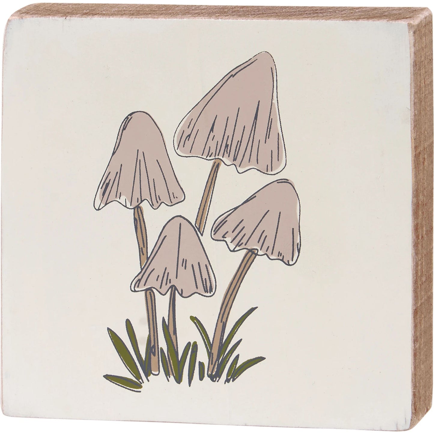 Decorative block with illustrations of mushrooms