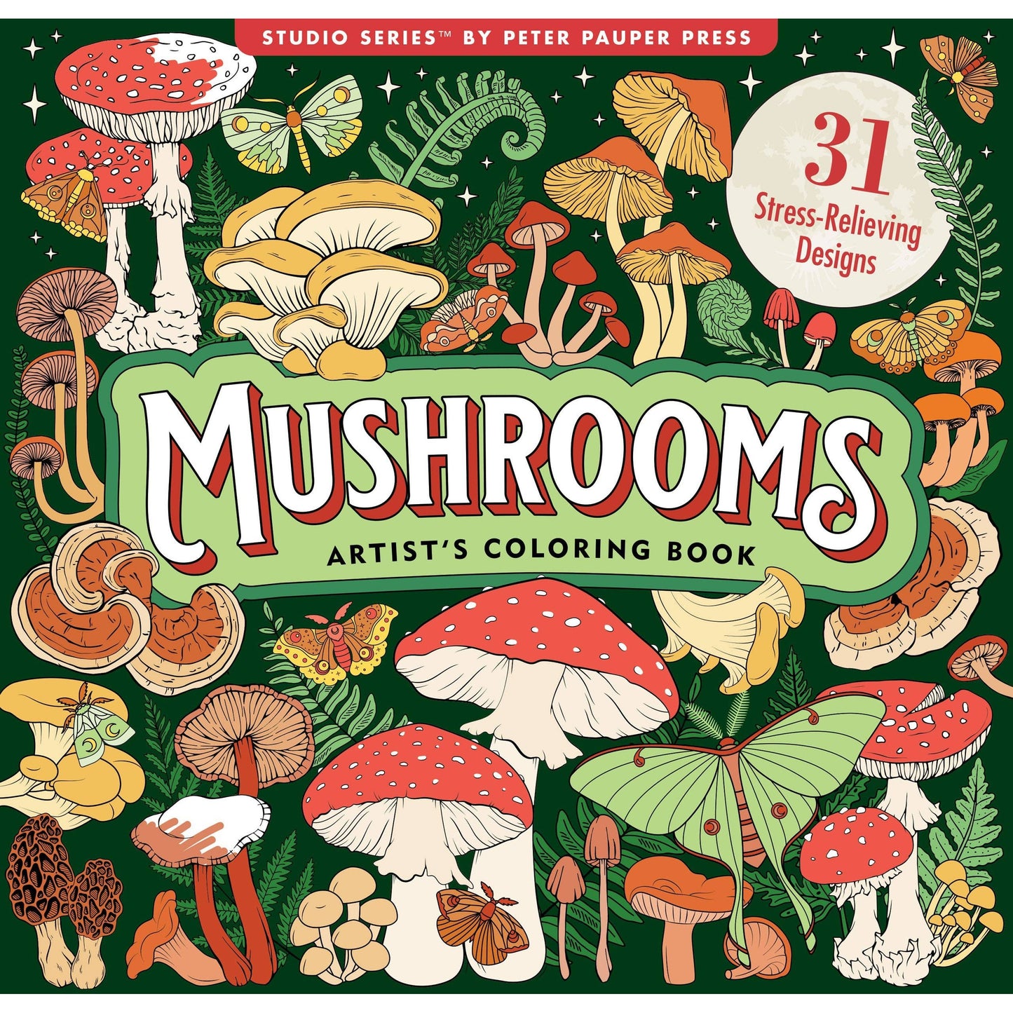 Mushrooms Adult Coloring Book | 31 Nature-inspired One-Sided Designs Thick Pages