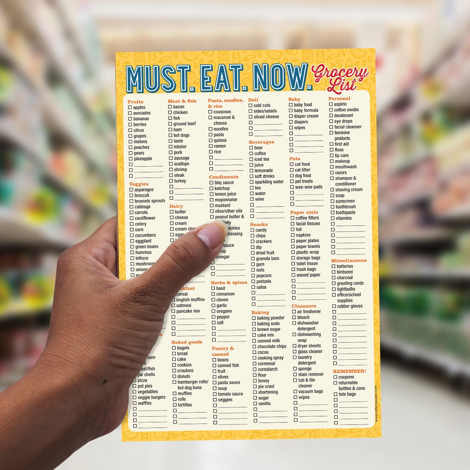 Must. Eat. Now. Note Pad | 60 Tearable Sheets 6" x 9" Large Stationery List Pad