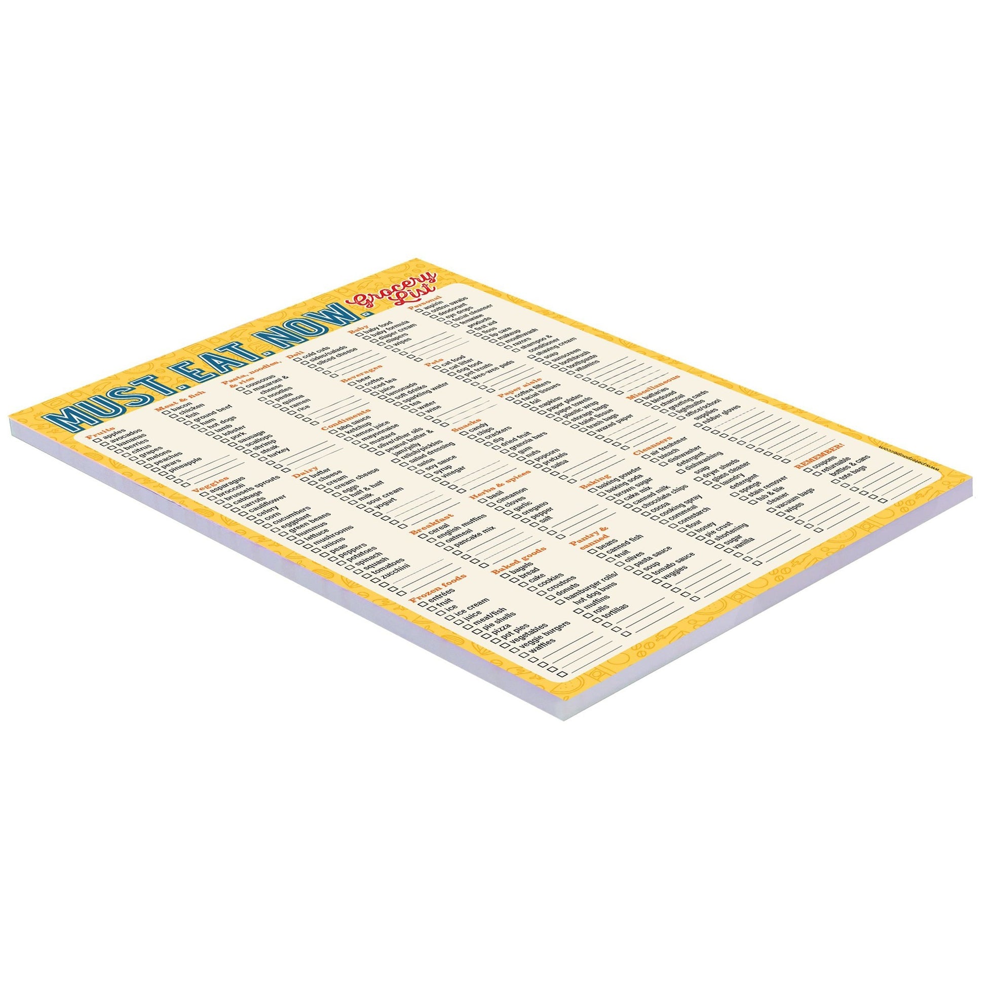 Must. Eat. Now. Note Pad | 60 Tearable Sheets 6" x 9" Large Stationery List Pad