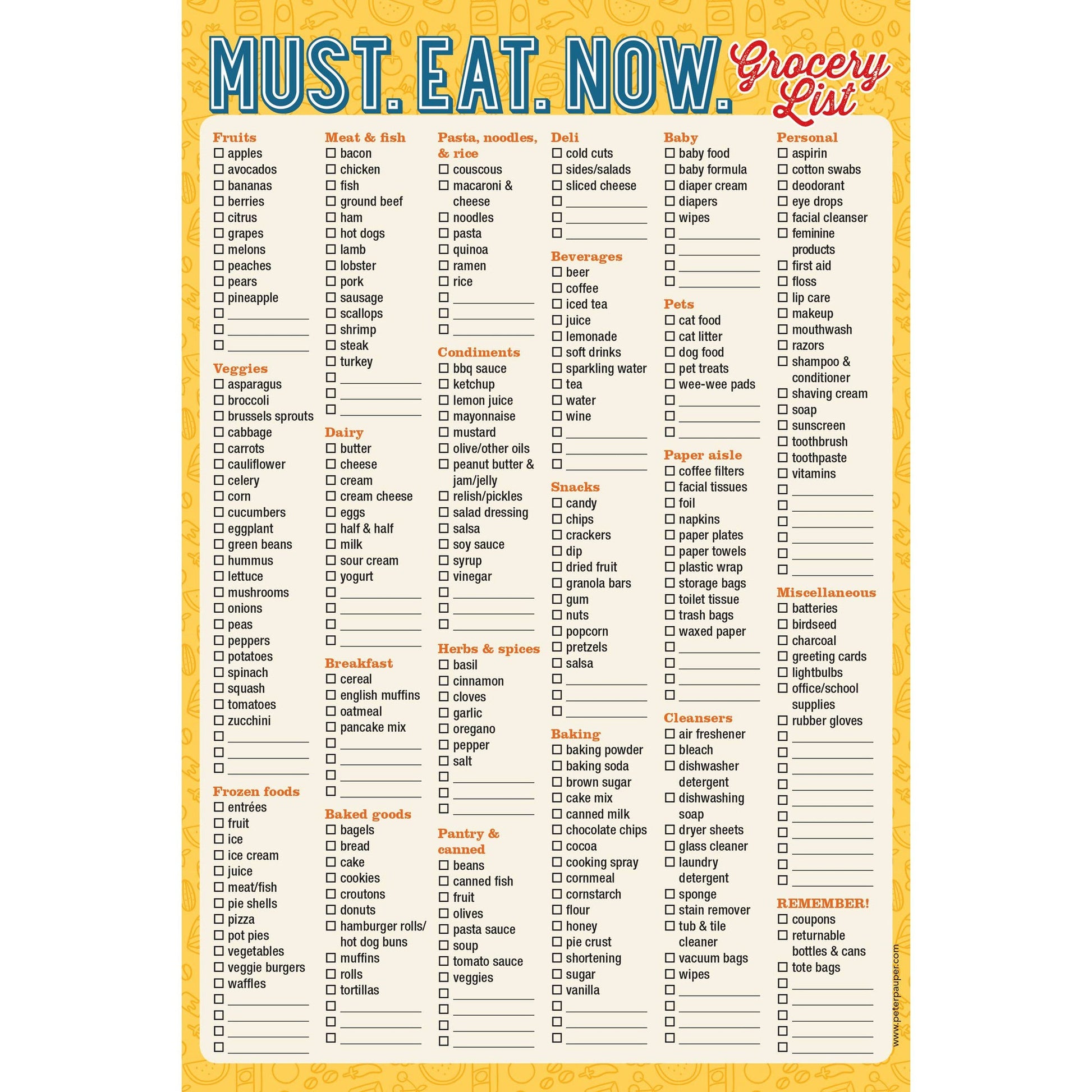 Must. Eat. Now. Note Pad | 60 Tearable Sheets 6" x 9" Large Stationery List Pad