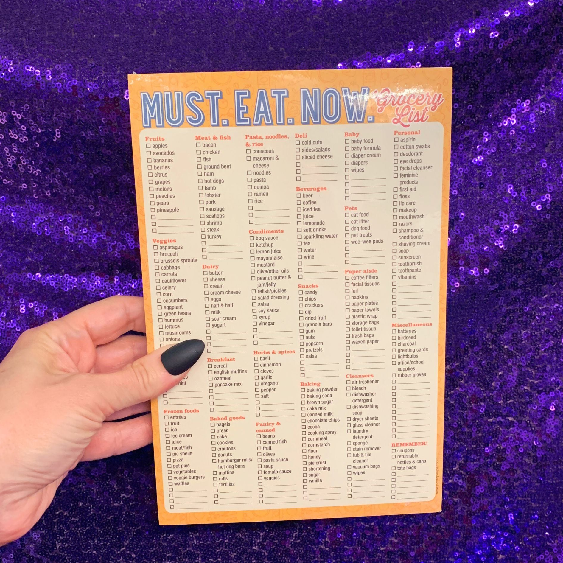 Must. Eat. Now. Note Pad | 60 Tearable Sheets 6" x 9" Large Stationery List Pad