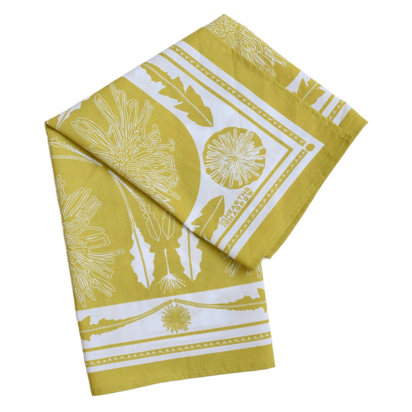 Mustard Yellow Dandelion Bandana | Hand Screen-printed Scarf