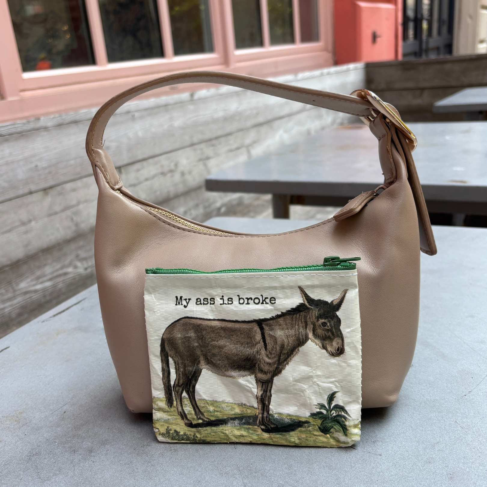 My Ass is Broke Donkey Coin Purse | Double-Sided Zipper Wallet Organizer Pouch | 5.25" x 4.25"-Primitives by Kathy-The Bullish Store