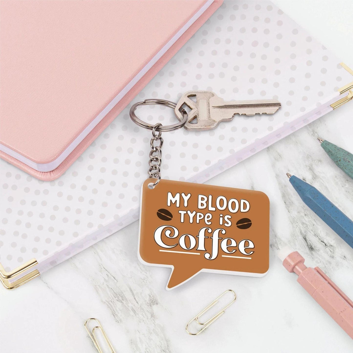My Blood Type Is Coffee Keychain