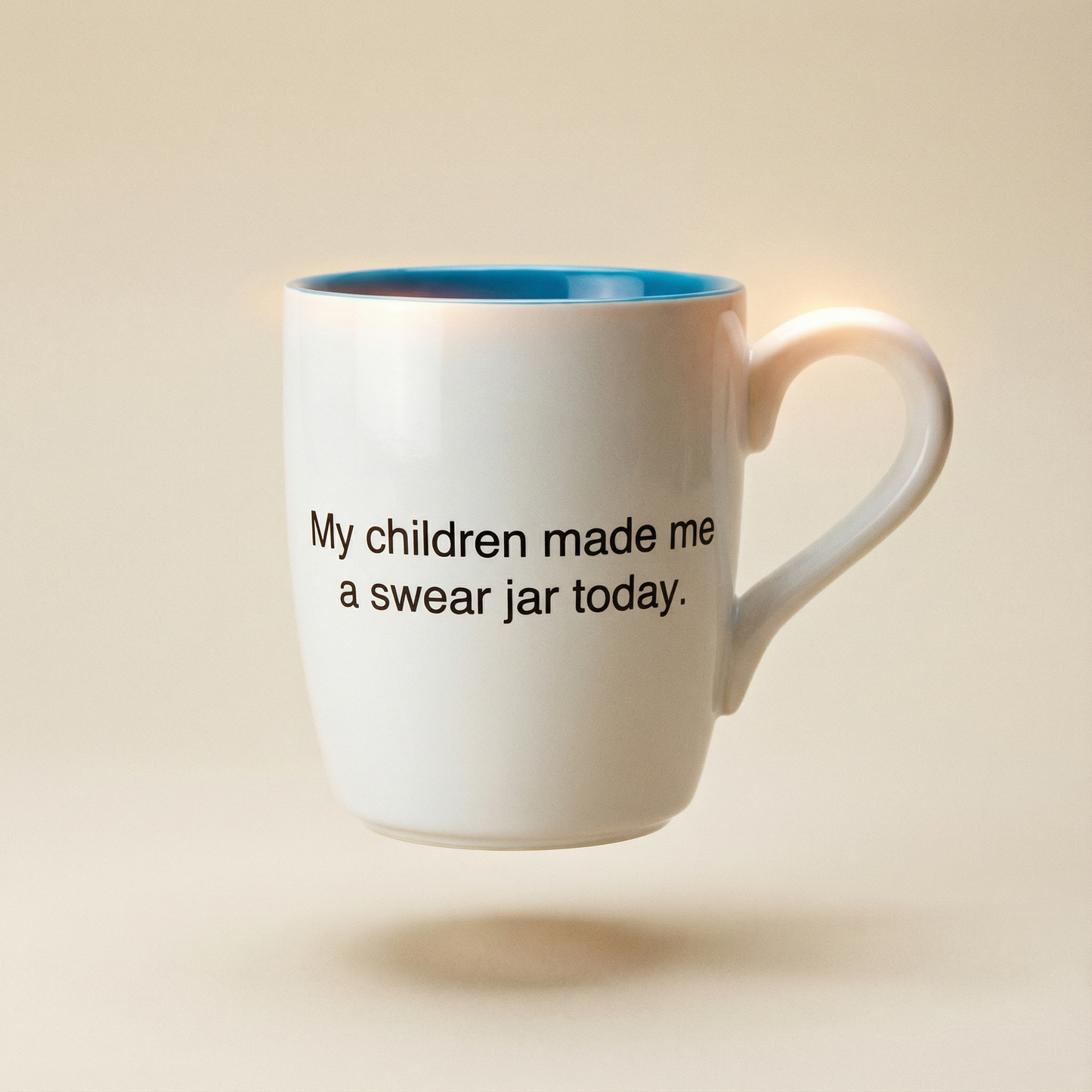 My Children Made Me A Swear Jar Today Ceramic Coffee Mug in Teal and White