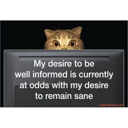 My Desire To Be Well Informed Is Currently At Odds With My Desire To Remain Sane Magnet | 3" x 2"-Ephemera-The Bullish Store