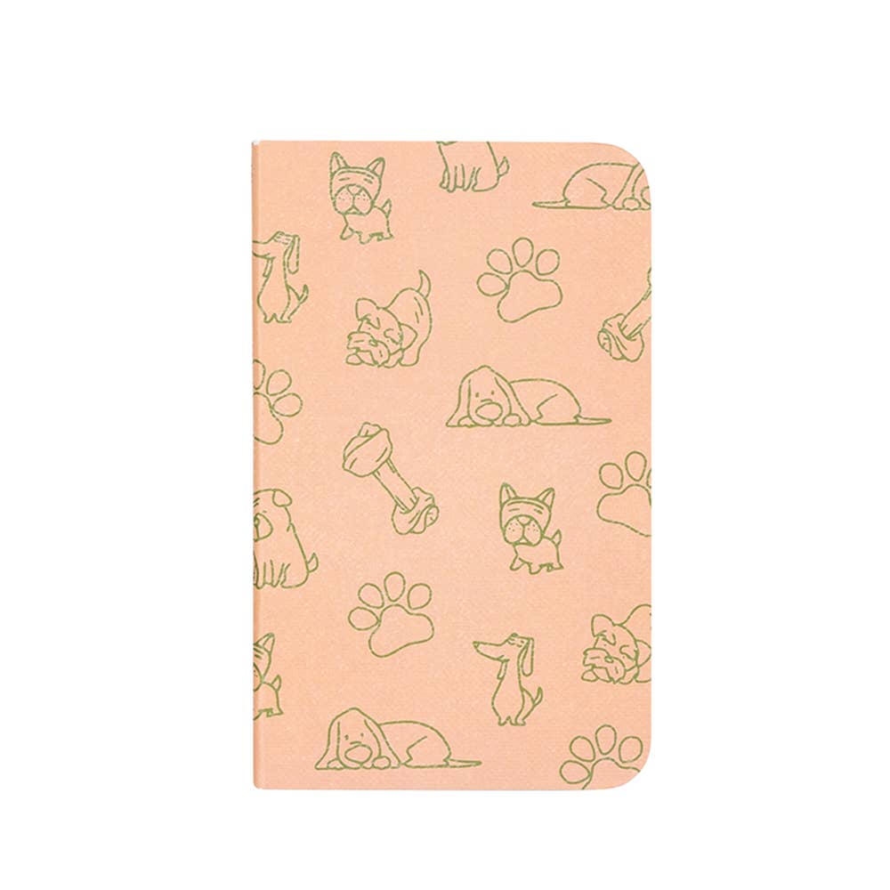 My Dog in Dark Green / Cute Doodle Sketch Dog Theme in Pink Mini Note Book Set
