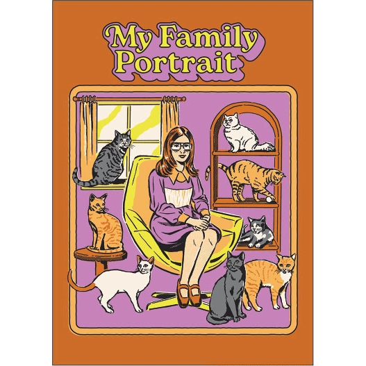 My Family Portrait Cat Lady Magnet | '80s Children's Book Style Satirical Art | 2.5" x 3.5"