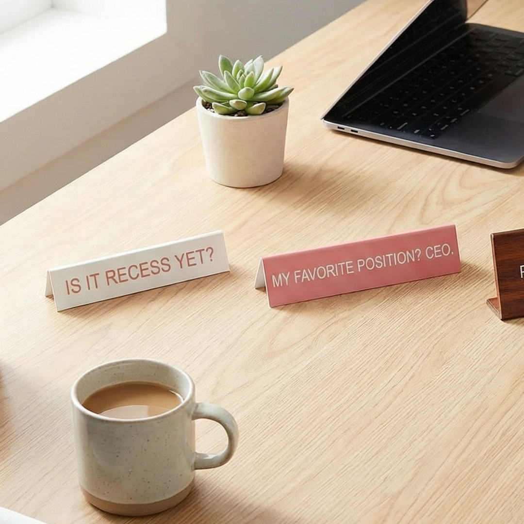 My Favorite Position? CEO Desk Sign | Nameplate in Pink | 5.8″ x 1.3″