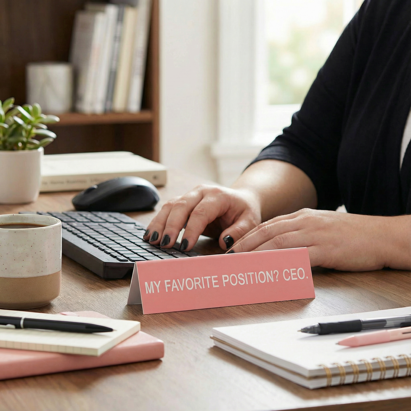 My Favorite Position? CEO Desk Sign | Nameplate in Pink | 5.8″ x 1.3″