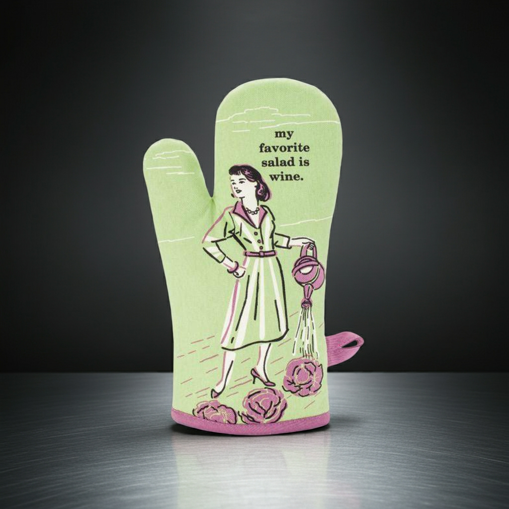 My Favorite Salad Is Wine Oven Mitt | Insulated Cotton Pot Holder | BlueQ at GetBullish