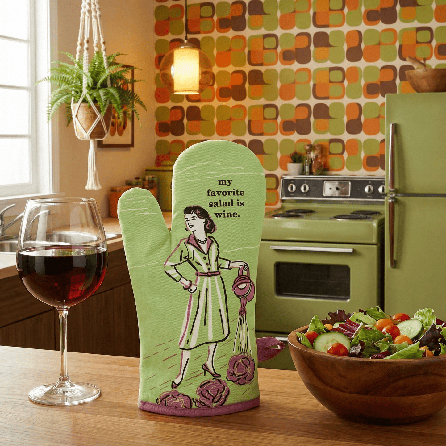 My Favorite Salad Is Wine Oven Mitt | Insulated Cotton Pot Holder | BlueQ at GetBullish