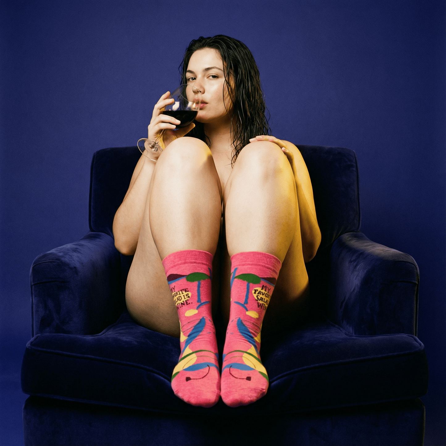 My Favorite Salad is Wine Women's Crew Socks | BlueQ at GetBullish