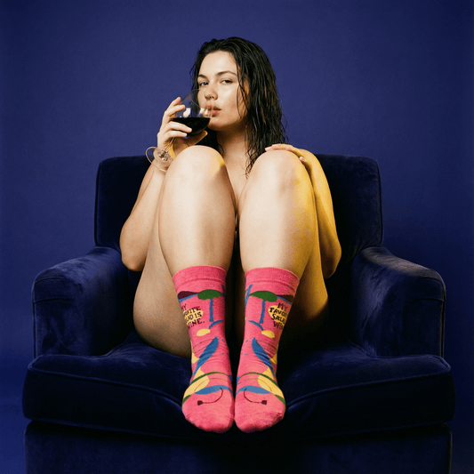 My Favorite Salad is Wine Women's Crew Socks | BlueQ at GetBullish