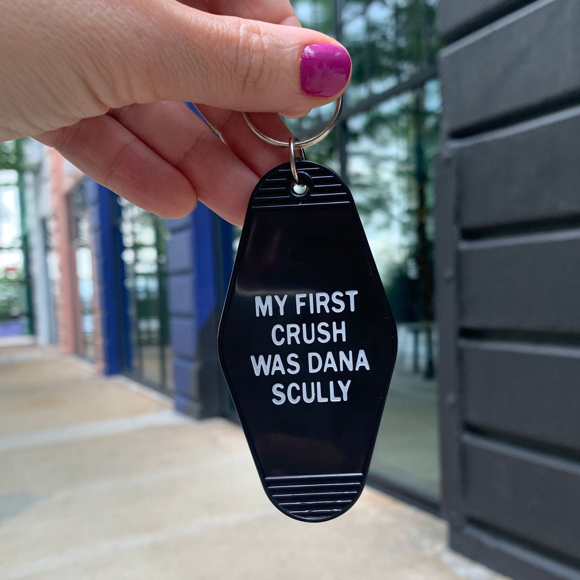 My First Crush Was Dana Scully Motel Style Keychain in Black