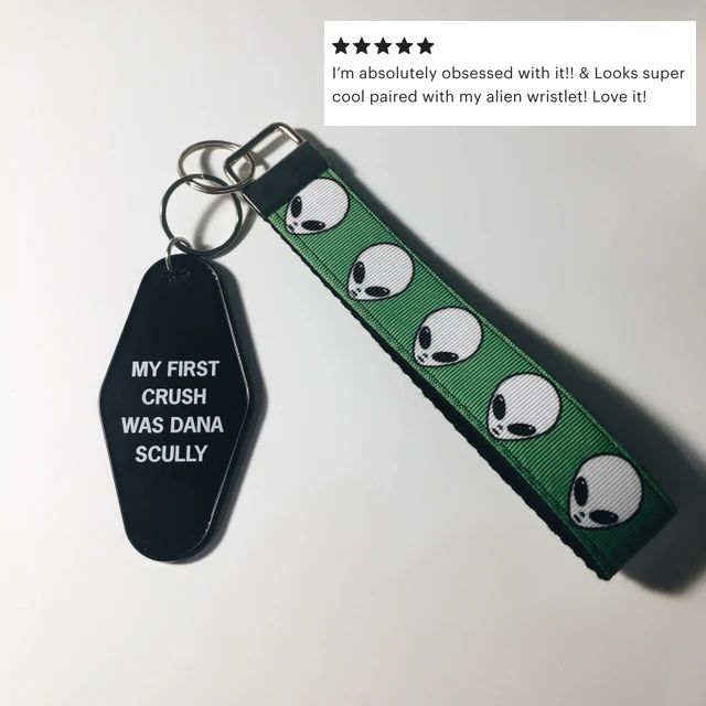 My First Crush Was Dana Scully Motel Style Keychain in Black