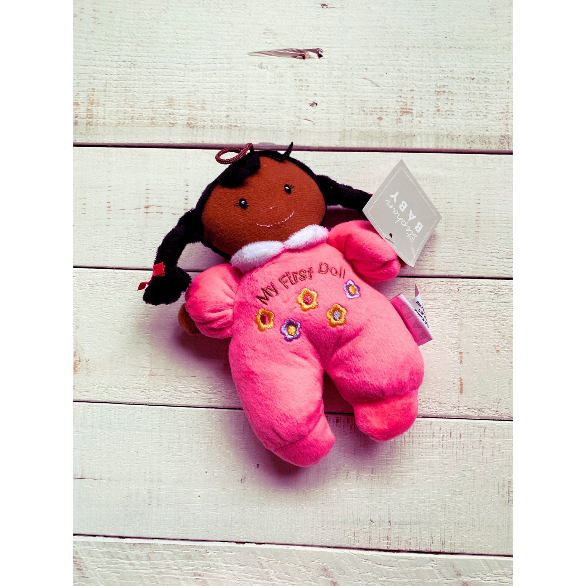 My First Doll in Hot Pink | African-American Soft Plush 8" Doll | Baby Gift 1st Doll