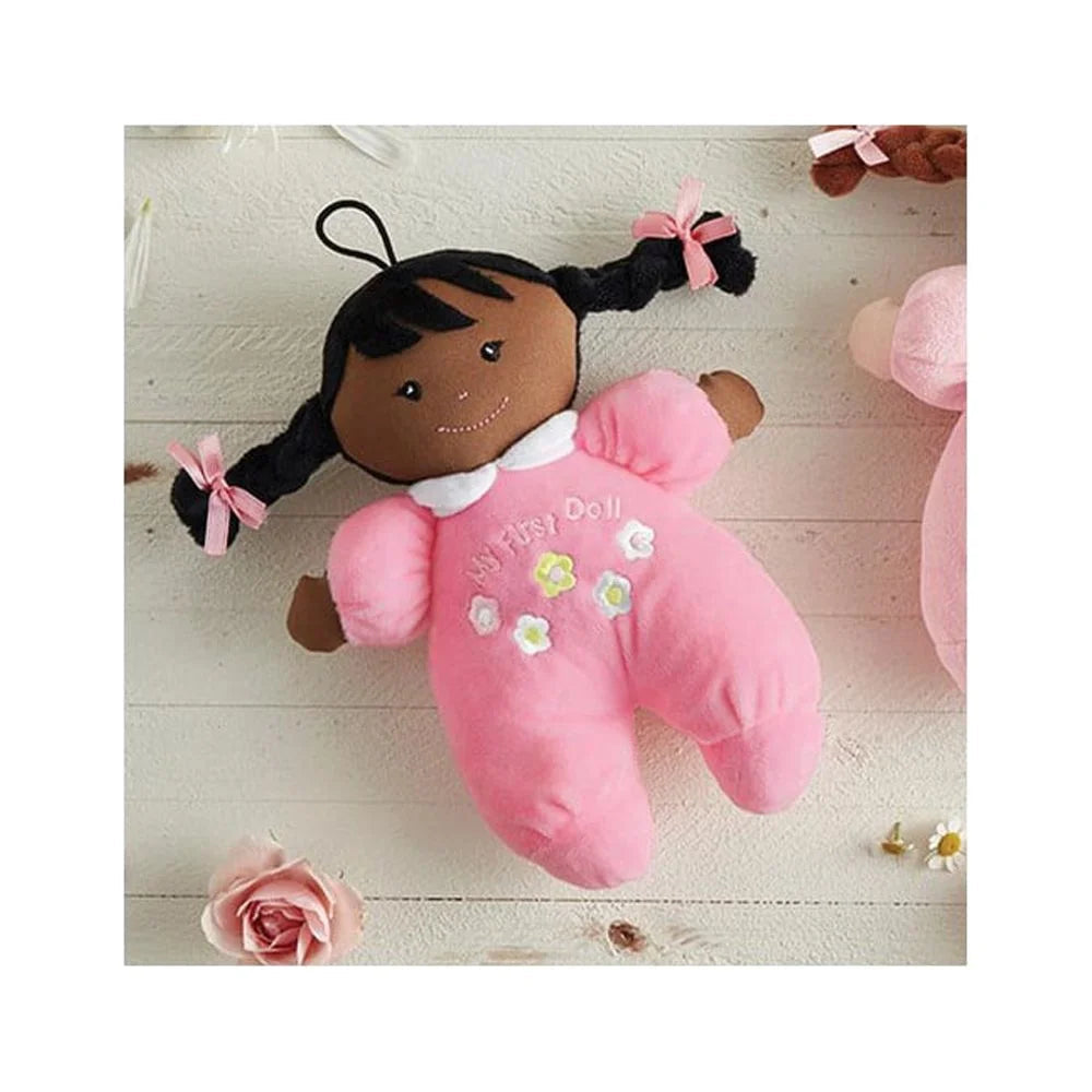 My First Doll in Hot Pink | African-American Soft Plush 8" Doll | Baby Infant Gift 1st Doll