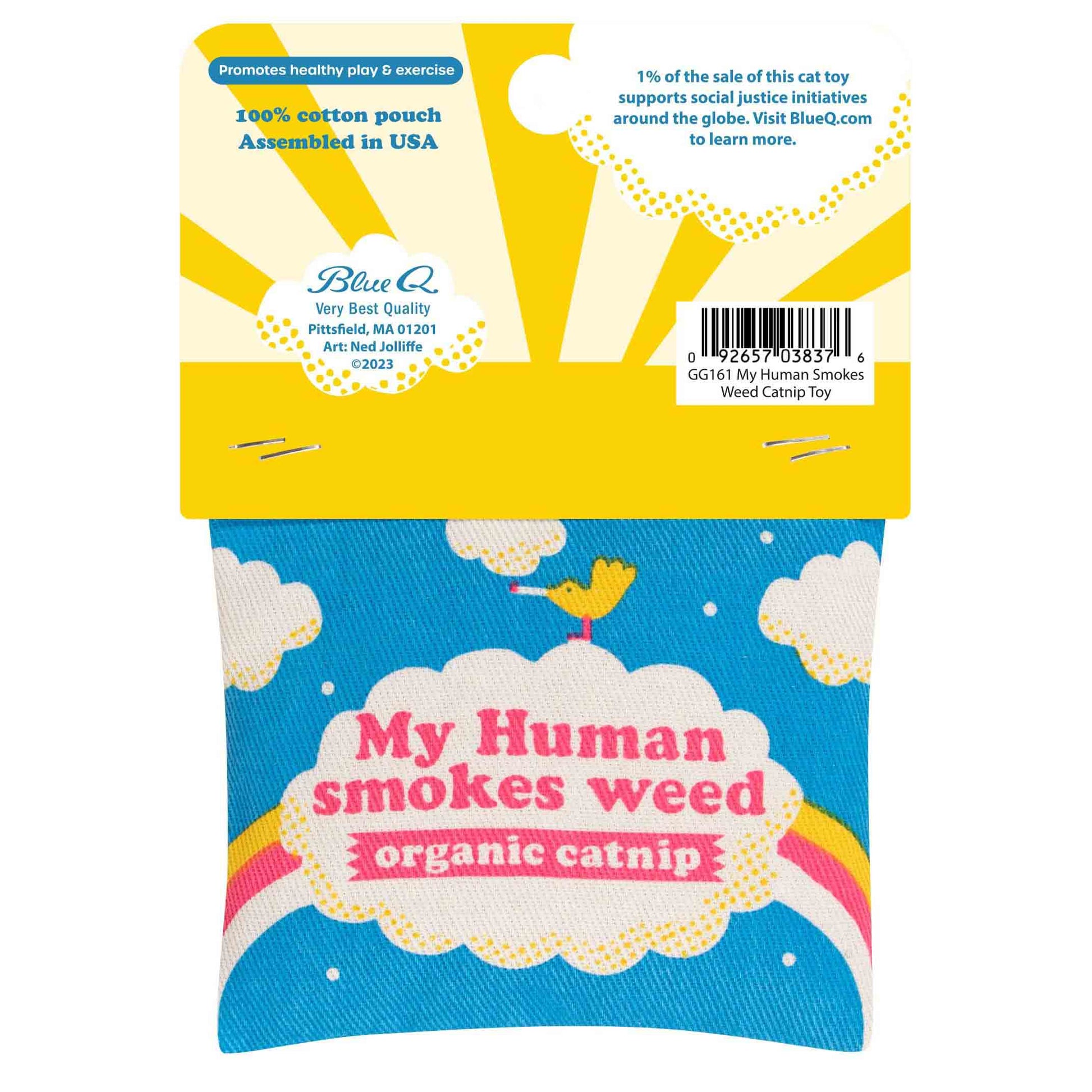 My Human Smokes Weed Catnip Cat Toy | Premium Organic Catnip in Illustrated Cotton Pouch | BlueQ at GetBullish