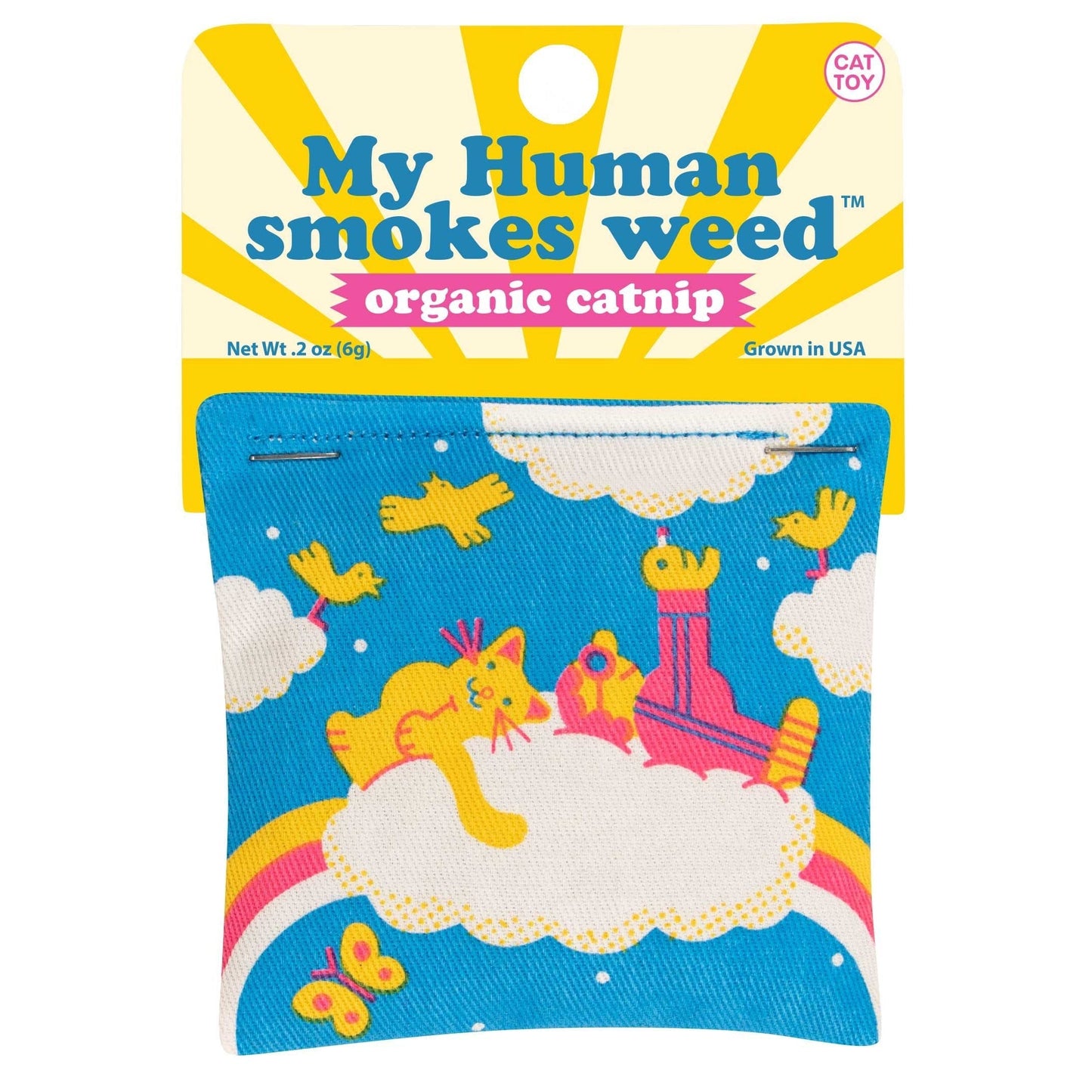 My Human Smokes Weed Catnip Toy | Premium Organic Catnip | Illustrated Cotton Pouch